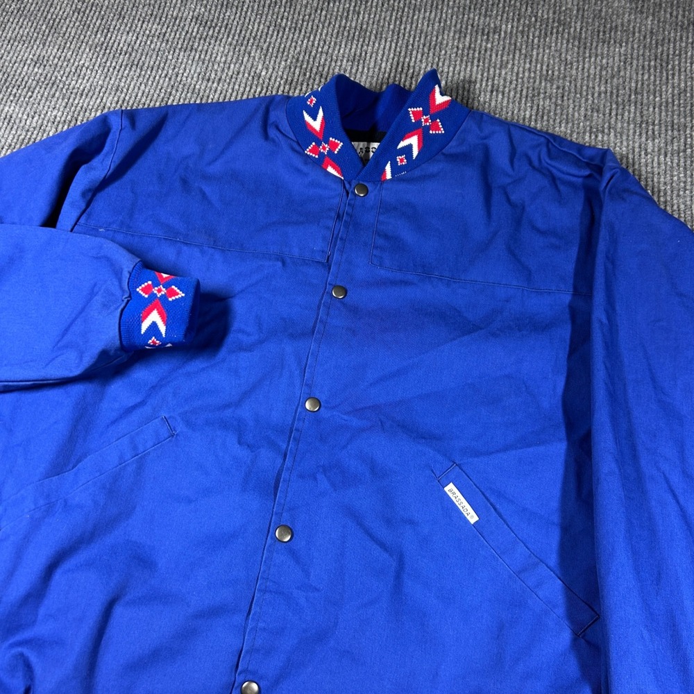 Vintage Brassada Rodeo Jacket Men's 2XL Blue Western Canvas Southwest Trim Texas